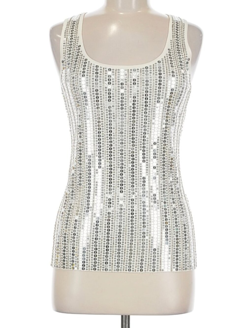 LOFT Sparkling White Sequin Tank Top